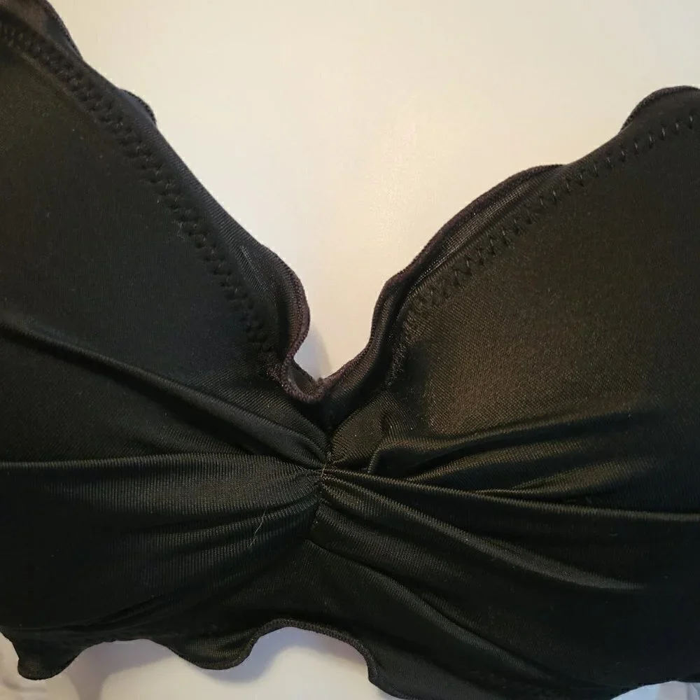 Sundazed Solid Nixie Bra Sized Ruffle Edge Halter Bikini Top